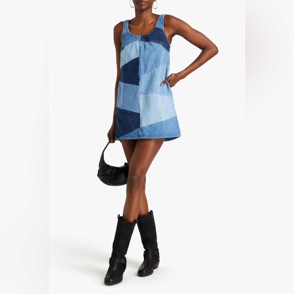 Frame Patchwork Denim Mini Dress